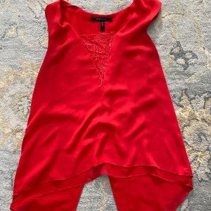 Bcbgmaxazria red silky top with lace small